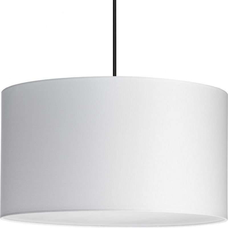 Markor 18'' White Linen Drum Pendant Light with Nickel Finish