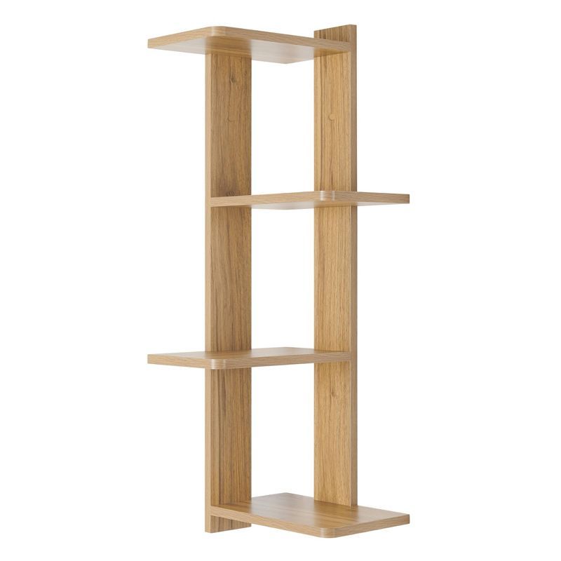 Chestnut 4-Tier Corner Floating Wood Wall Shelf