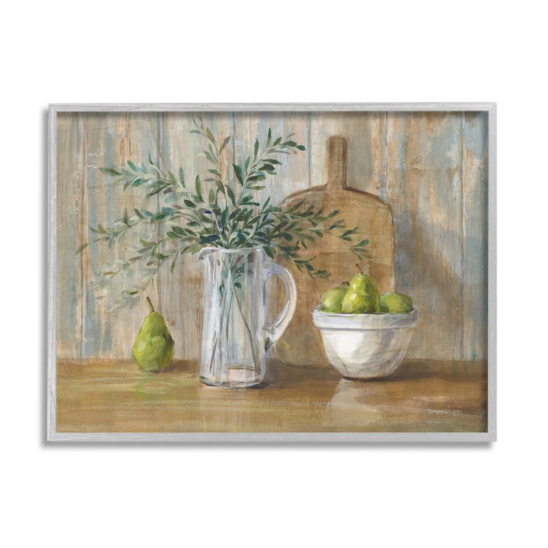 Rustic Pears Still Life Framed Giclee Art in Wood Frame