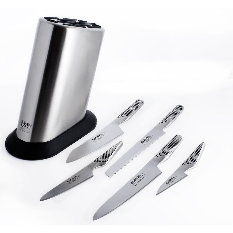 Global Stainless Steel 6 Piece Knife Block Set