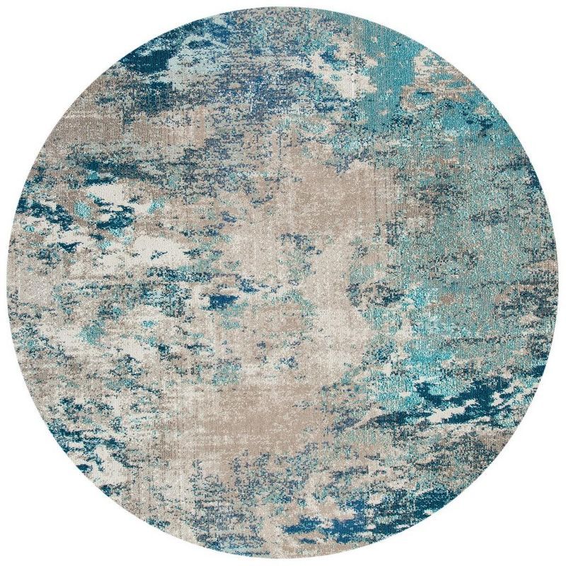 Safavieh Madison Blue and Grey Round Synthetic Area Rug