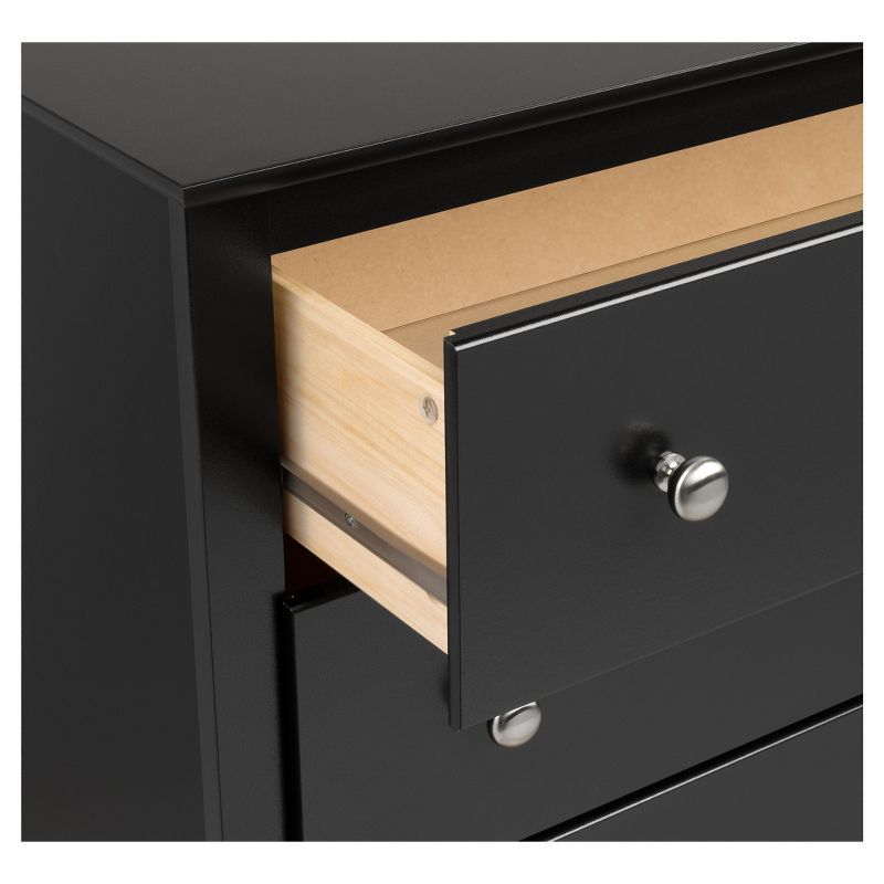 Black 3-Drawer Modern Nightstand with Nickel Knobs