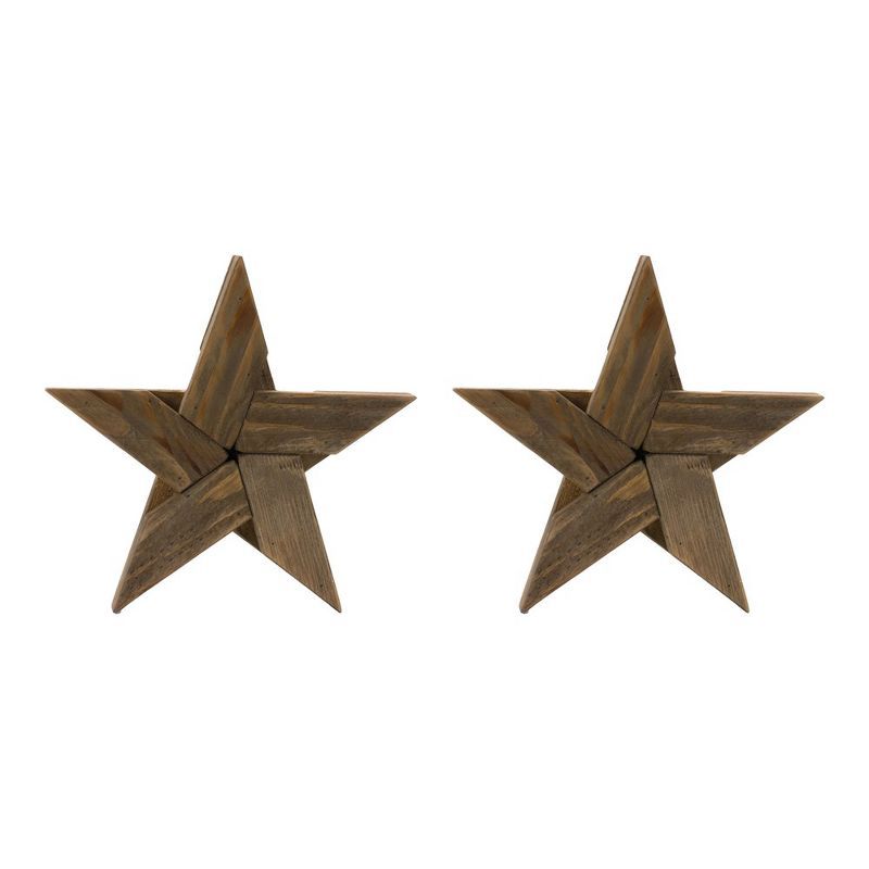 Rustic Pine Wood Star Wall Decor Set