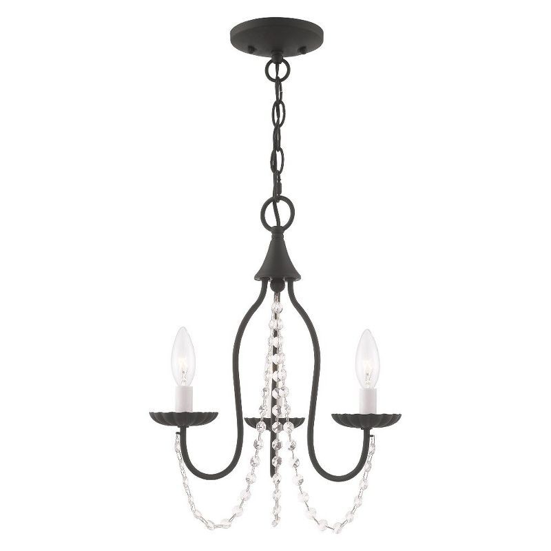 Black Mini Crystal 3-Light Candelabra Chandelier