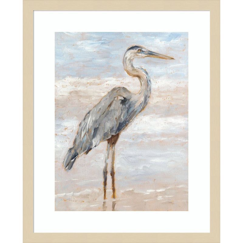 Beach Heron I Framed Giclee Print in Svelte Natural