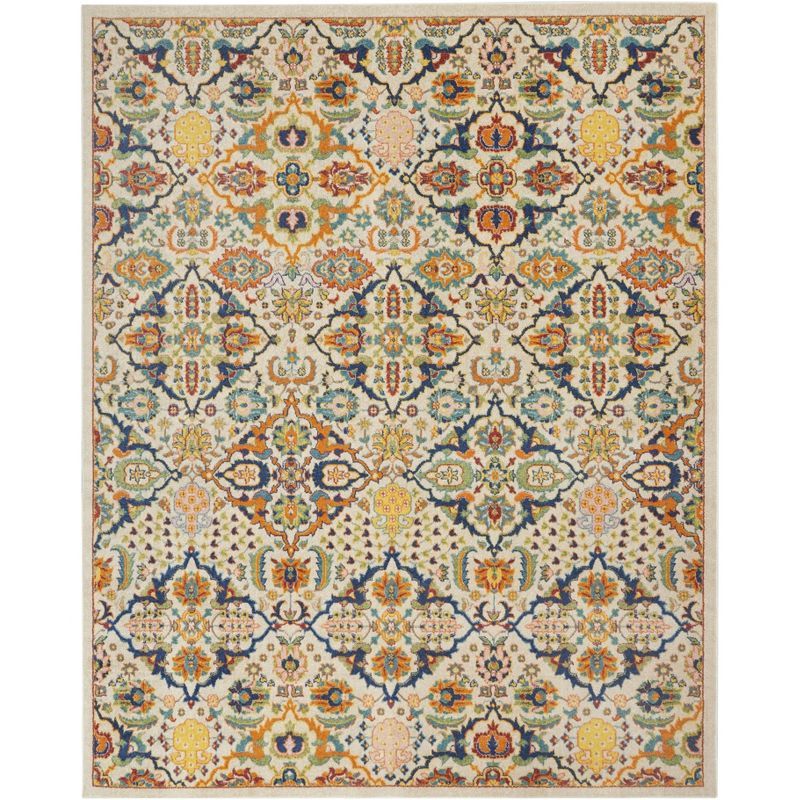 Ivory Multicolor Floral Synthetic 7' x 10' Area Rug