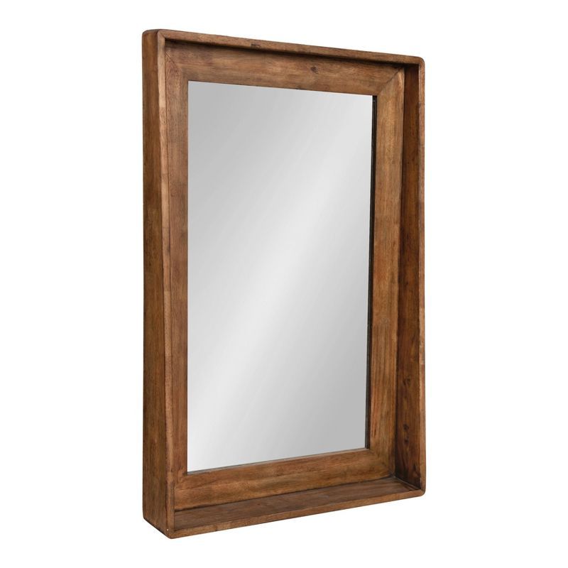 Medium Wood Rectangular Wall Mirror with Shelf