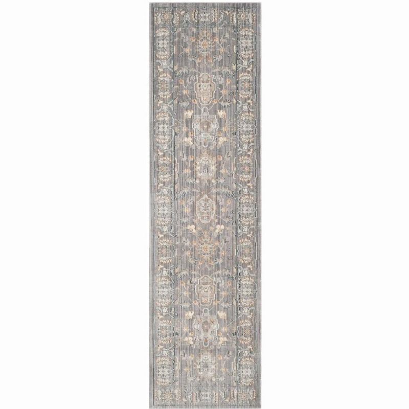 Mauve Hand-Knotted Synthetic Runner Rug, 27" x 8'