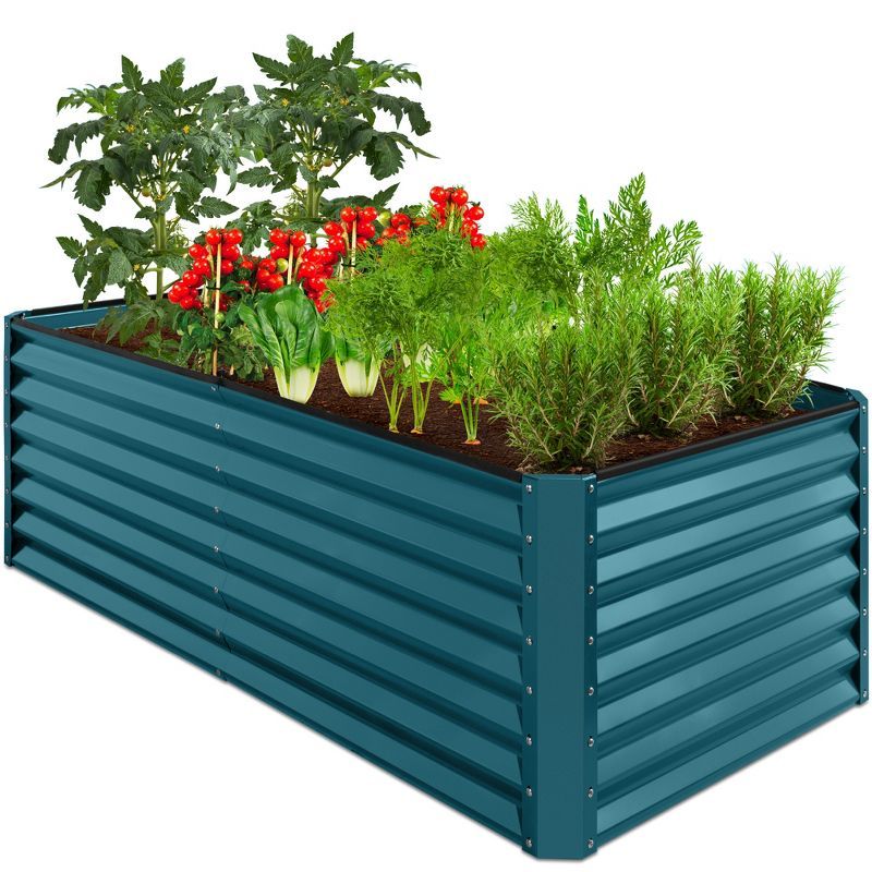 Peacock Blue 6x3x2ft Outdoor Metal Raised Garden Bed Planter