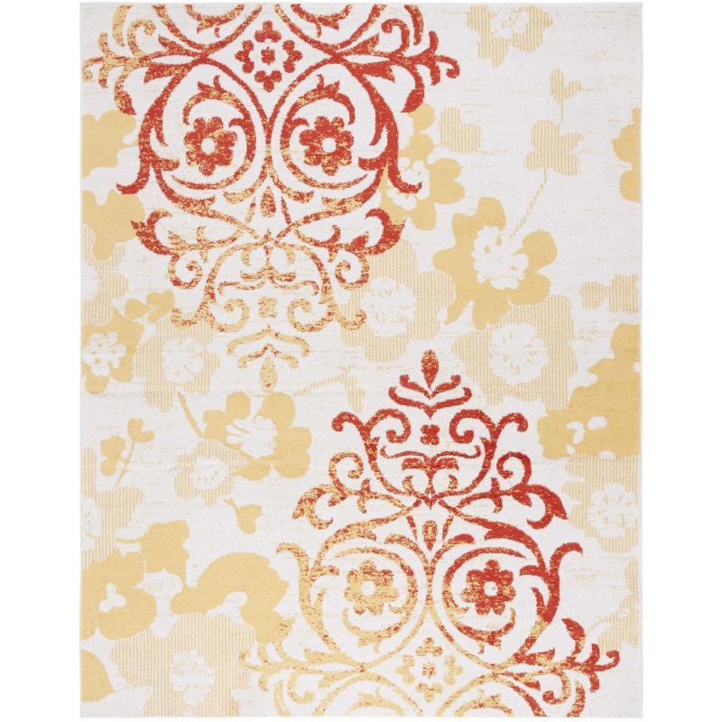 Adirondack Gold and Grey Floral 9' x 12' Synthetic Rug