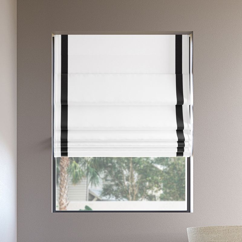 White and Black Cordless Blackout Roman Window Shade 33" x 64"