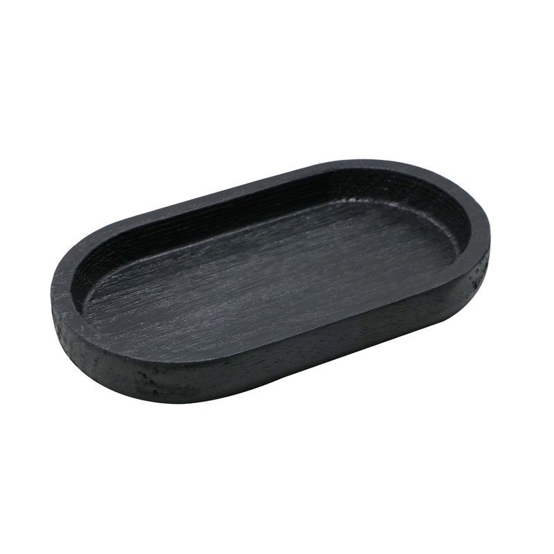 Black Oval Wooden Vanity Tray for Kitchen and Bathroom