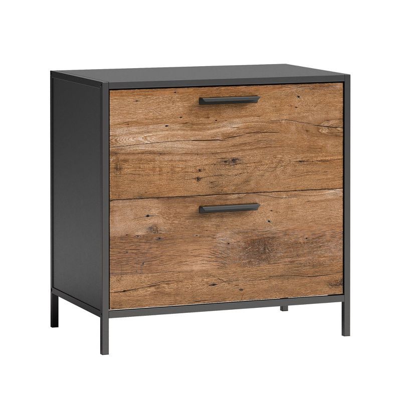 Black and Oak 2-Drawer Lateral File Cabinet