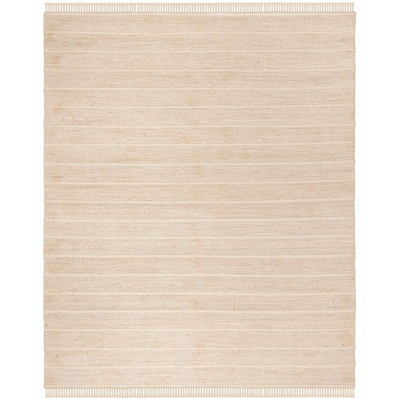 Ivory Stripe Hand-Woven Wool Blend 8' x 10' Area Rug