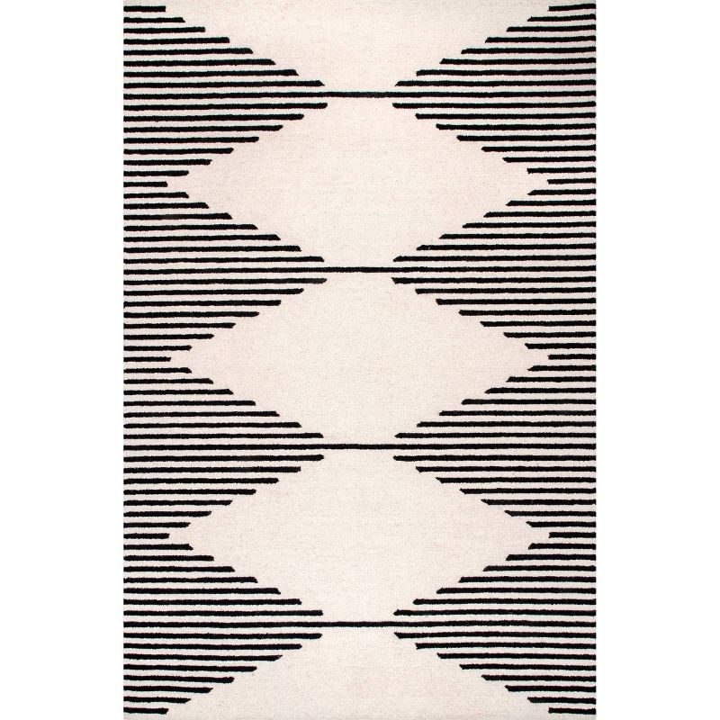 Ivory Handmade Rectangular Wool Blend 8'x10' Area Rug