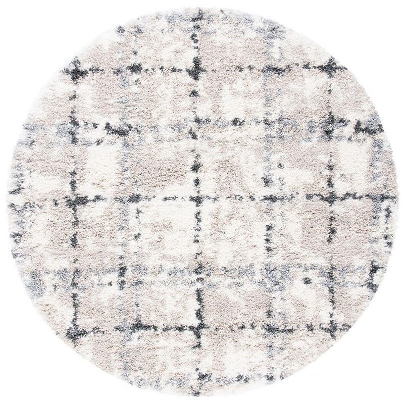 Fontana Round Gray Shag Synthetic Area Rug