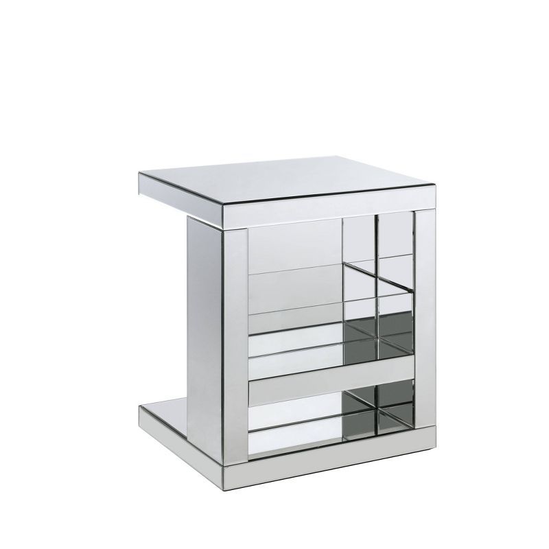 Meria 29" Modern Glam Mirrored & Glass Accent Table