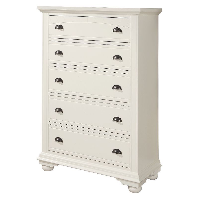 Charming Cottage White 5-Drawer French Country Chest