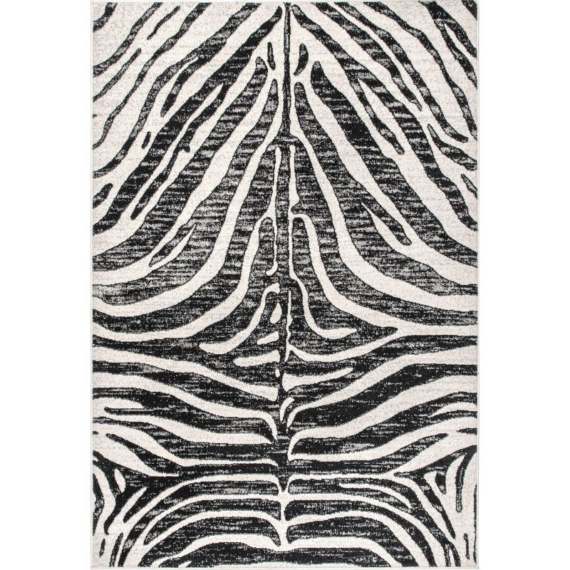 Royal Reversible Zebra Stripes 5' x 7' Black Synthetic Rug