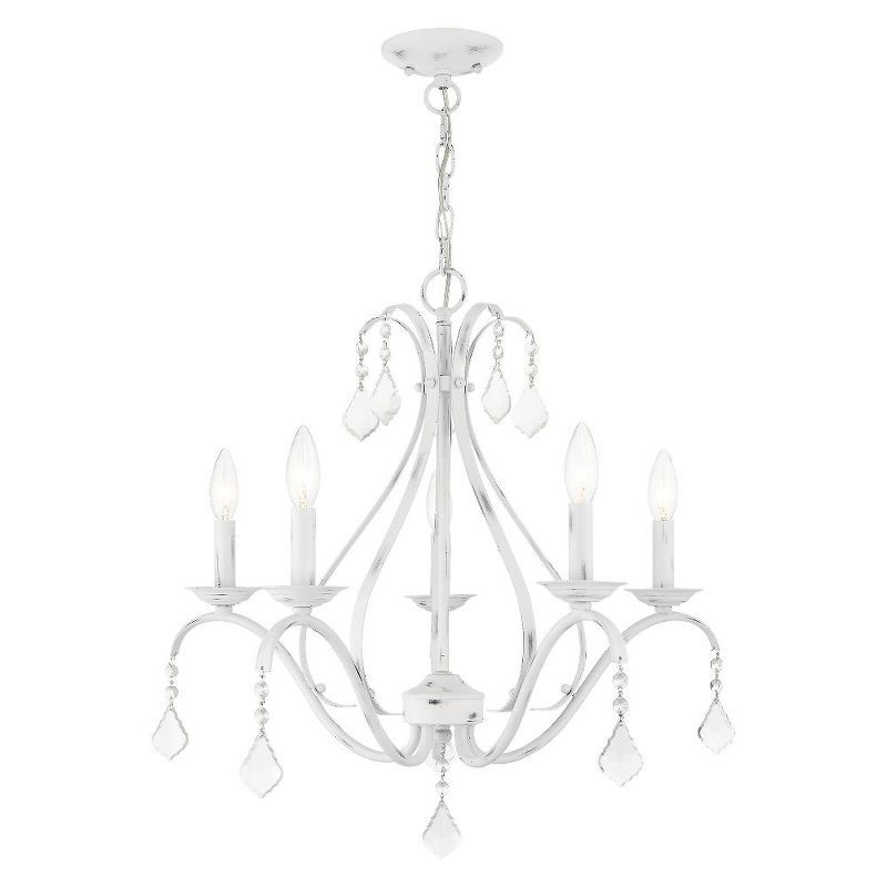 Antique White and Crystal 5-Light Chandelier