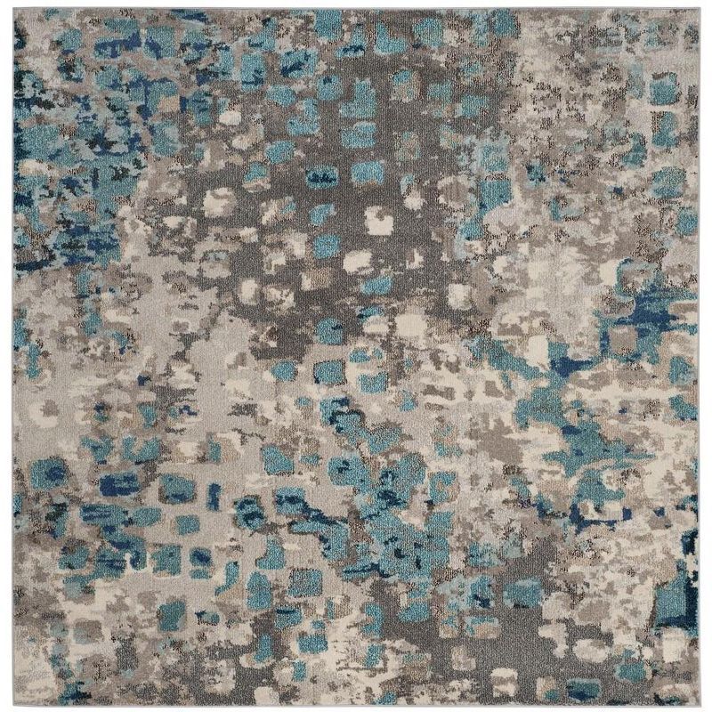 Monaco Square Grey Synthetic 3' x 3' Easy-Care Area Rug