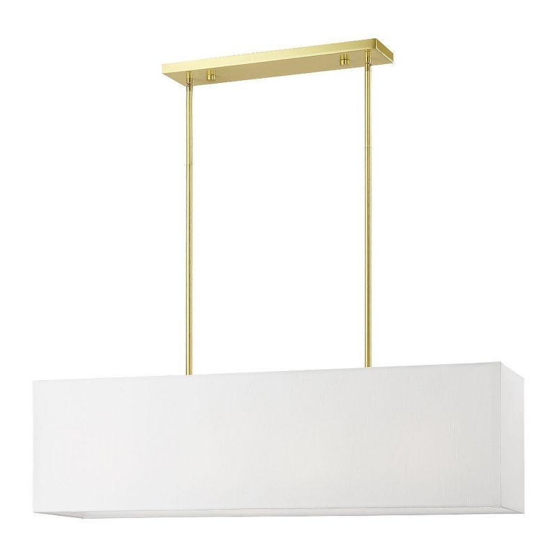 Summit Satin Brass 4-Light Linear Chandelier with Off-White Shade