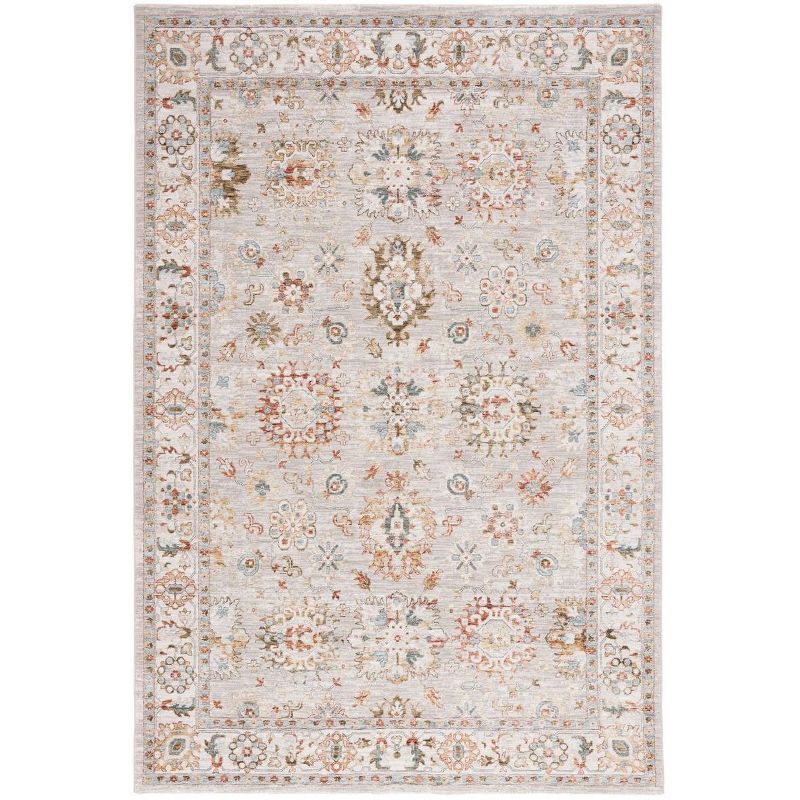 Hamilton Grey and Rust Floral Synthetic Area Rug