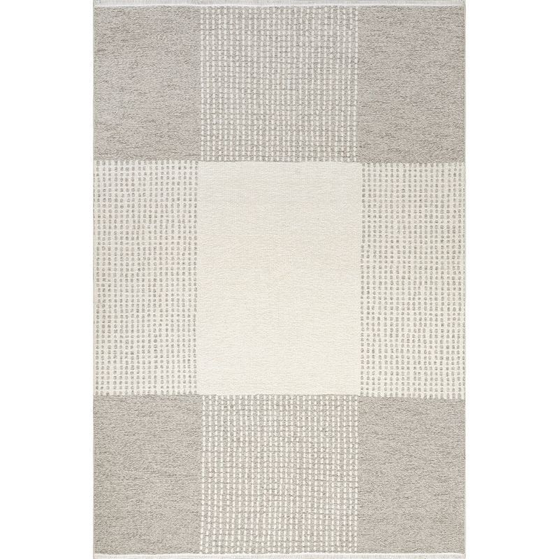 Reversible Beige and Cream Cotton Rectangular Area Rug