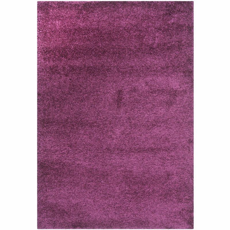 Plush Purple Elegance 5'3" x 7'6" Handmade Wool & Synthetic Shag Rug