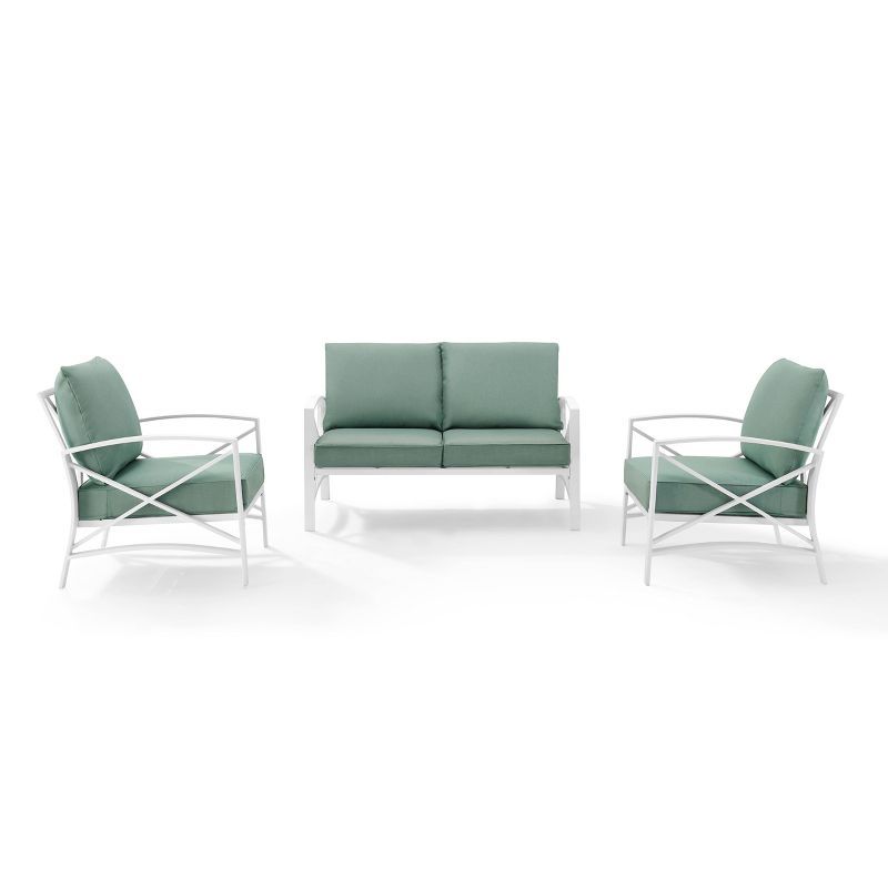 Mist and White 4-Person Steel Patio Sofa Set