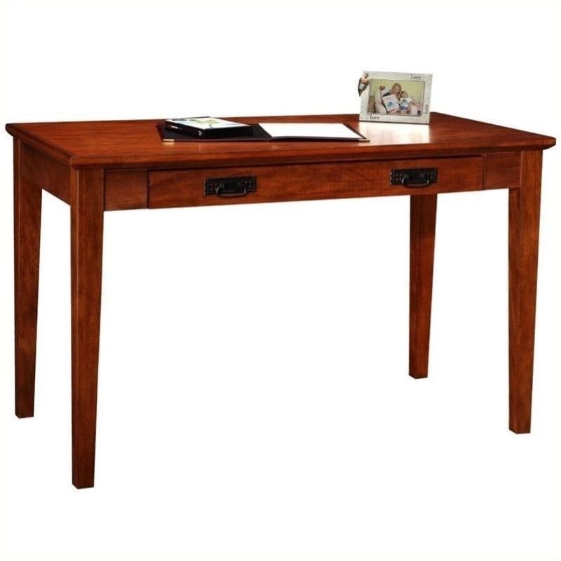 Compact Mission Oak Desk with Drop Front Keyboard Tray and Drawer