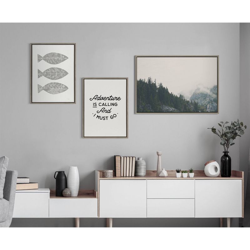 Adventure is Calling Black and White Canvas Motivational Print