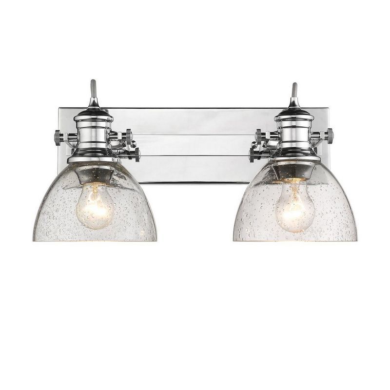 Transitional 17'' Chrome Bath Vanity Light with Seeded Glass