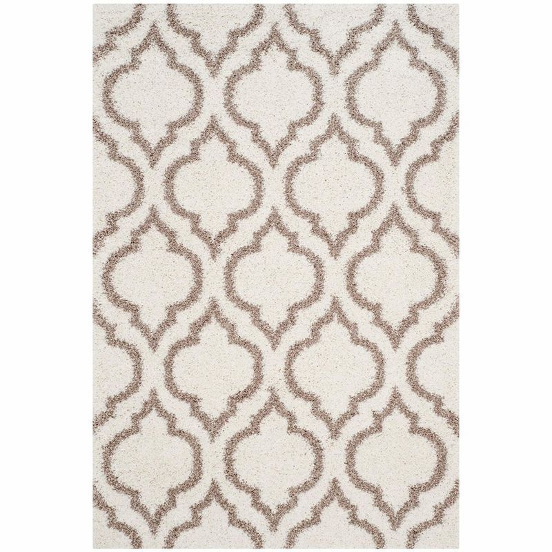 Ivory and Beige High Pile Shag Area Rug