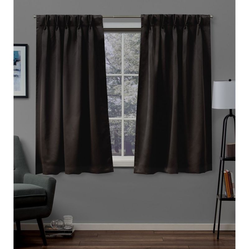 Exclusive Home Sateen Pinch Pleat Woven Blackout Back Tab Window Curtain Panel Pair