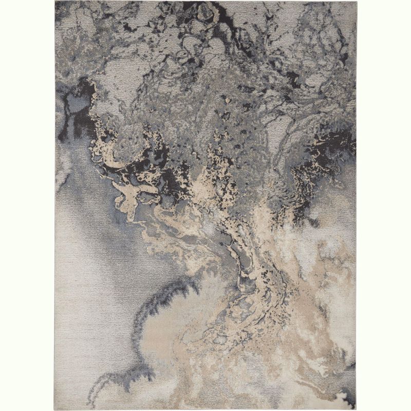 Gray Abstract 7' x 10' Synthetic Area Rug