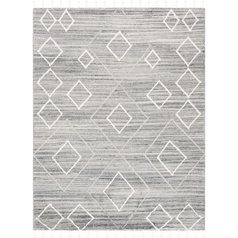 Luxurious Hand-Tufted Wool Shag Rug in Soft Gray, 8' x 10'