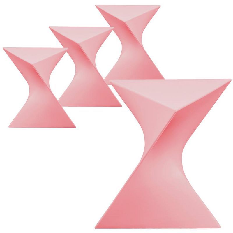 Pink Triangular Modern Plastic Side Tables Set of 4