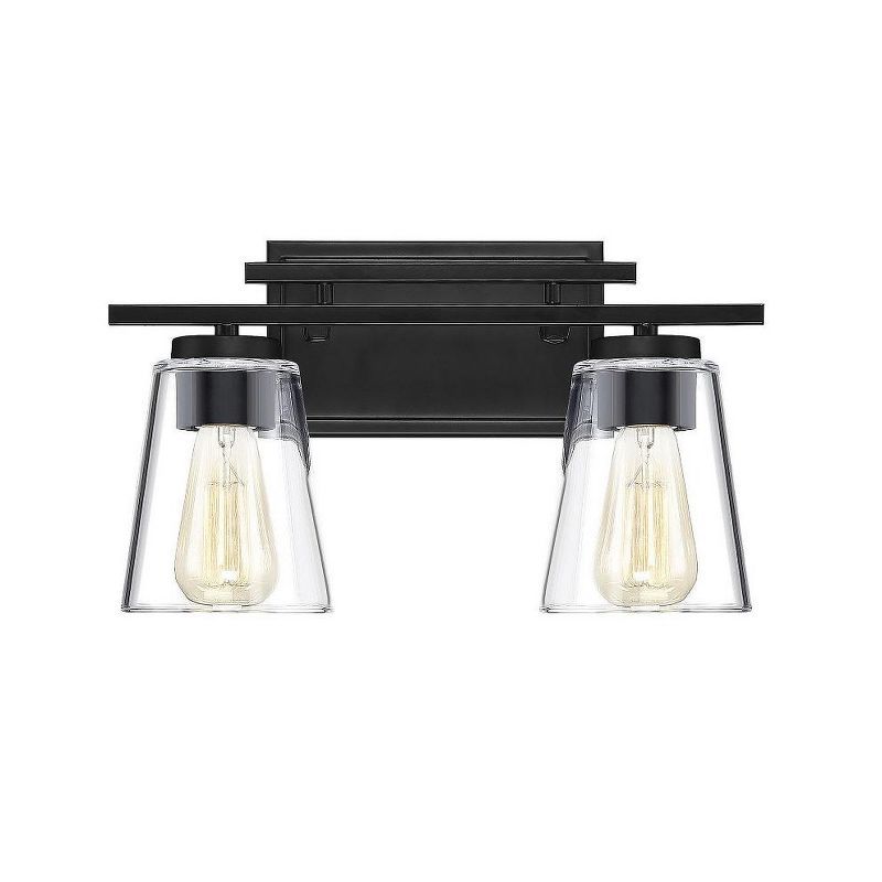 Calhoun Black 2-Light Bathroom Vanity Fixture with Clear Glass Shades