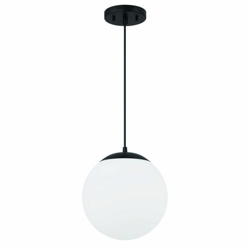 Flat Black and White Glass Globe Pendant Light