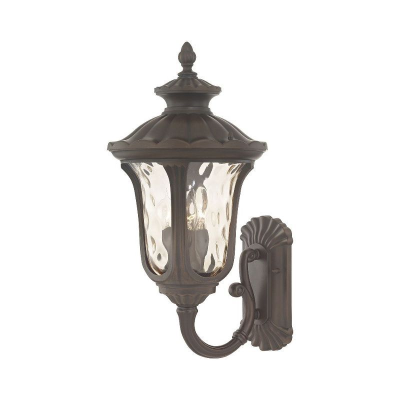 Oxford Imperial Bronze 3-Light Outdoor Wall Lantern with Hand Blown Glass