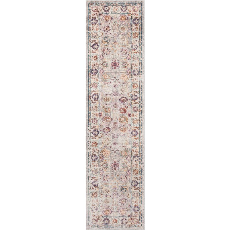 Gray Hand-Knotted Viscose and Cotton Area Rug, 27" x 8"