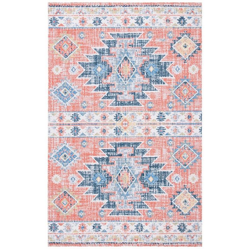 Handmade Blue Cotton and Synthetic Flat Woven Rug