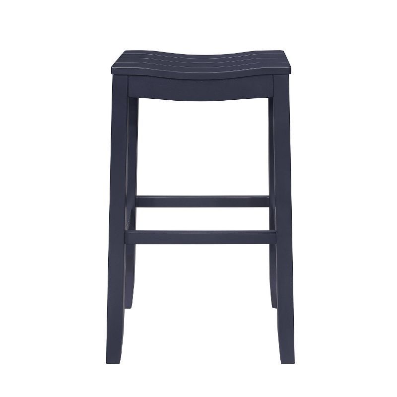 Navy Wood Backless Saddle Style Bar Stool