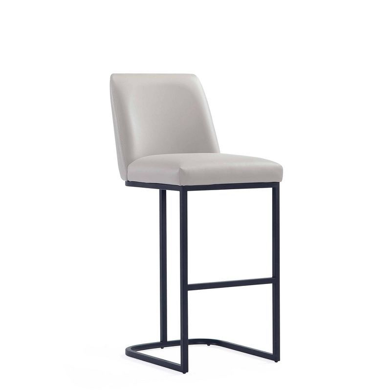 Serena Light Grey Leatherette Upholstered Metal Bar Stool