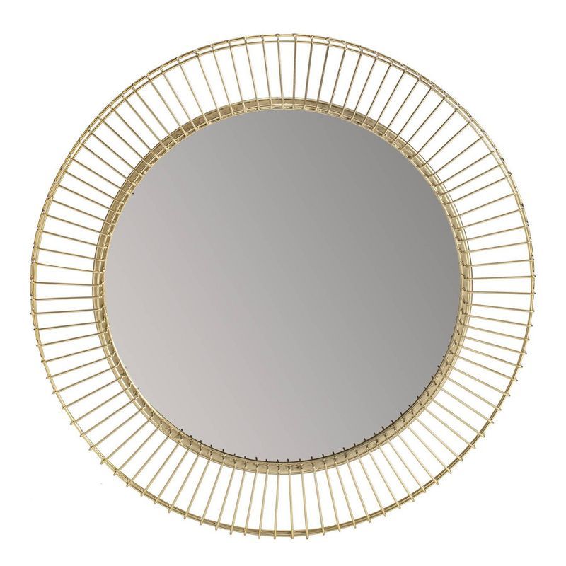 Argus 24" Round Gold Metal Sunbeam Wall Mirror