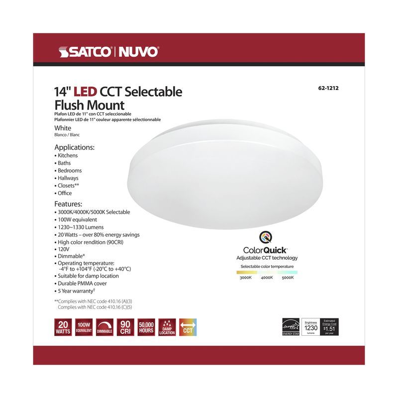 White Acrylic 15.75" Slim LED Flush Mount Ceiling Light