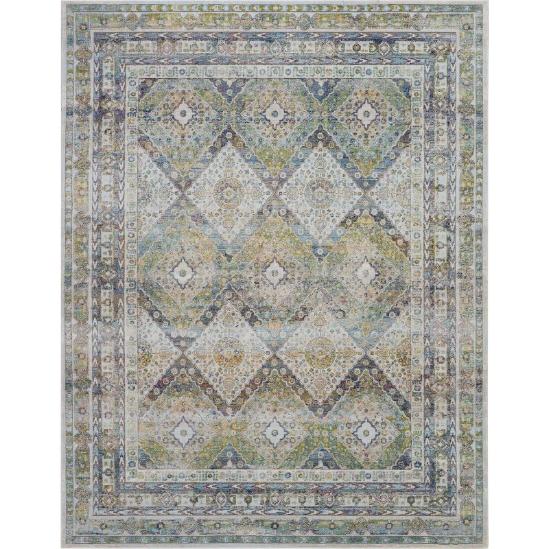 Handmade Blue Diamond 4' x 6' Stain-resistant Rug