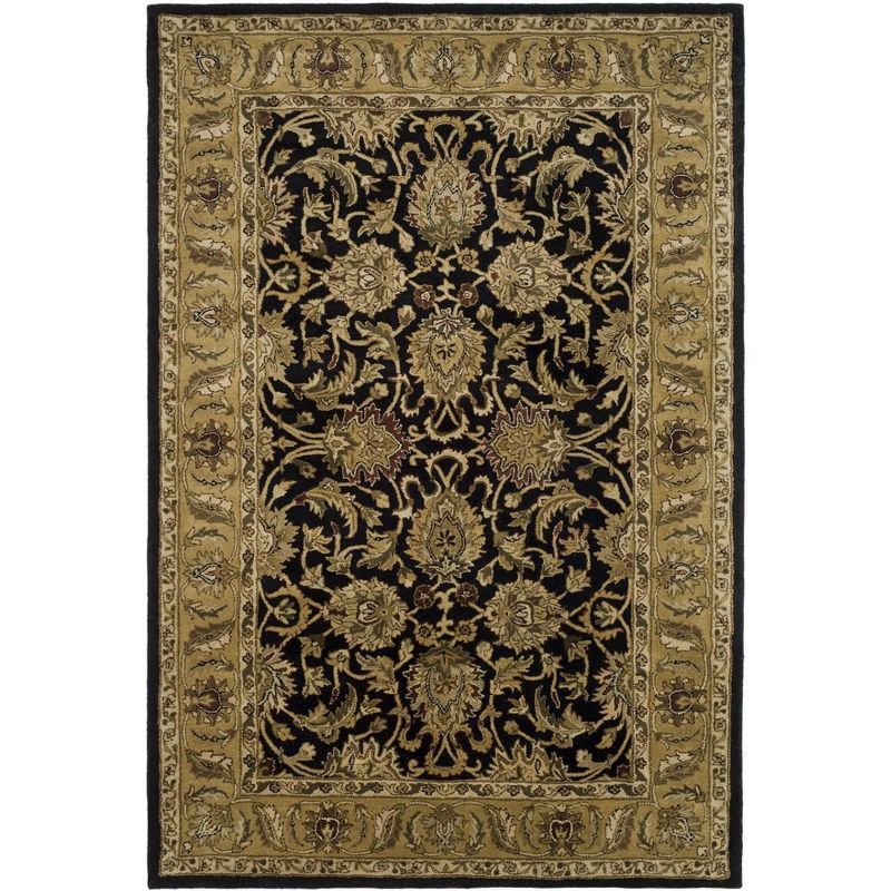 Elegant Black Hand-Tufted Wool Area Rug 59"x7"