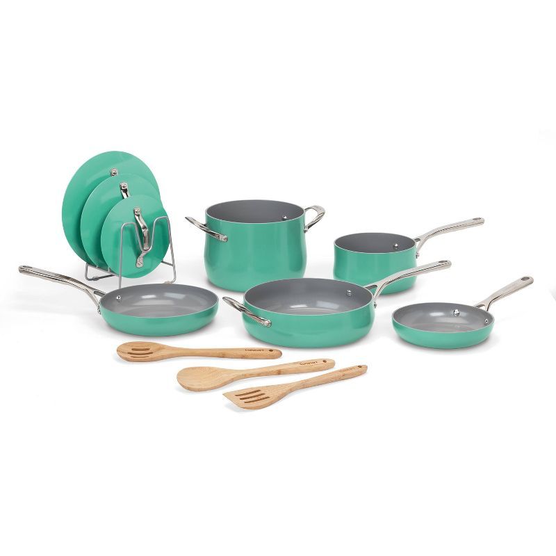 Cuisinart 12-Piece Turquoise Enamel Nonstick Cookware Set